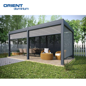 <span class=keywords><strong>Pergola</strong></span> en aluminium Porte coulissante en verre <span class=keywords><strong>Toit</strong></span> extérieur étanche à persiennes Volet en aluminium revêtu de poudre Bois naturel traité sous pression - Product Image 2