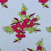 Vente en gros de tissu tulle brodé bicolore vert et rouge robe de mariée en tissu de dentelle motif floral 3d personnalisé