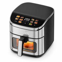 Prêt à être expédié, friteuse à air haut de gamme, grande capacité, panier en acier inoxydable, commande tactile intelligente, format familial, sans huile