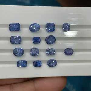 Kualitas baik safir biru alami longgar tidak dipanaskan safir Ceylon banyak untuk membuat anting buatan tangan produk jumlah besar