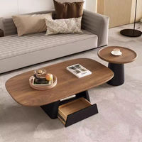 Table de cocktail ovale de style nordique avec rangement intégré pour hôtel et salon