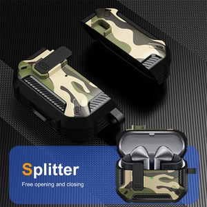 Funda Protectora de Fibra de Carbono con Camuflaje para <span class=keywords><strong>Samsung</strong></span> Galaxy Buds 3 Pro / Buds 3 / Buds 3 EF, Carcasa de TPU y PC con Gancho - Product Image 2