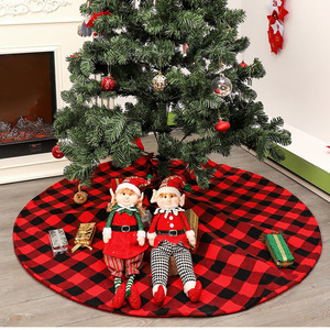 Bonne qualité 48 pouces tissu tricoté épais arbre <span class=keywords><strong>de</strong></span> noël jupe Sublimation Logo personnalisé motif à carreaux <span class=keywords><strong>de</strong></span> buffle pour la décoration <span class=keywords><strong>de</strong></span> la maison - Product Image 5