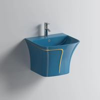 Modernes Einteiliges Wandmontiertes Luxus-Keramik-Öko-Waschbecken für Hotels Integriertes Hängewaschbecken Rechteckiges Abflussbecken