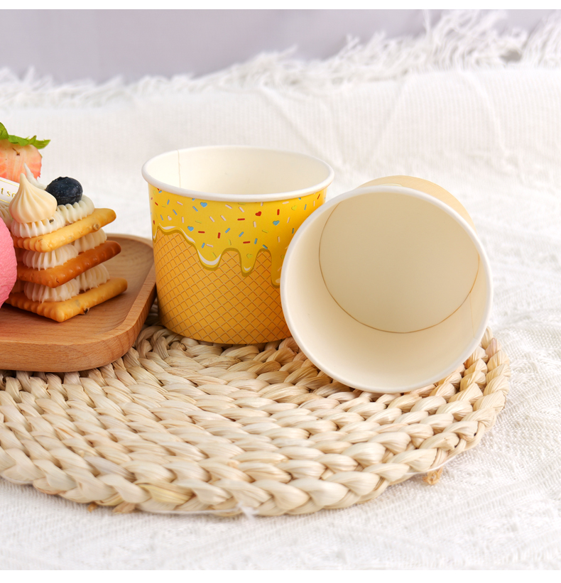 Disposable Customized Single Wall Paper Cup for Ice Cream Package With Logo Print