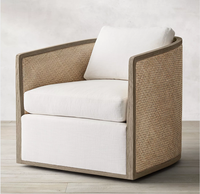 Fauteuil de salon moderne de style américain Rhoohill, fauteuil de détente en chêne blanc, structure en bois massif