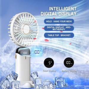 Electric Fan Portable Air Conditioner Mini Cooler <b>Rechargeable</b> Neck Fans with LED Display for Home - Product Image 2