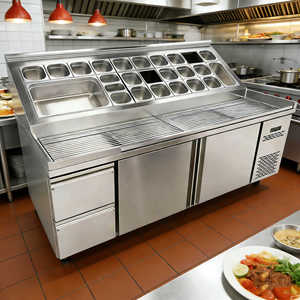 YINZHENG Grande Station de Préparation de Pizzas Réfrigérée en Acier Inoxydable pour Cuisine Commerciale, Bar à Sandwichs et Salades avec Tiroirs PZ - Product Image 3