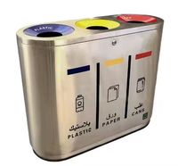 Poubelle à trois compartiments en acier inoxydable de haute qualité de 120 L