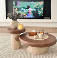 Table basse mobile haut de gamme pour salon, mobilier d'appartement, style crème, cadre en bois moderne, rangement multifonctionnel, portable