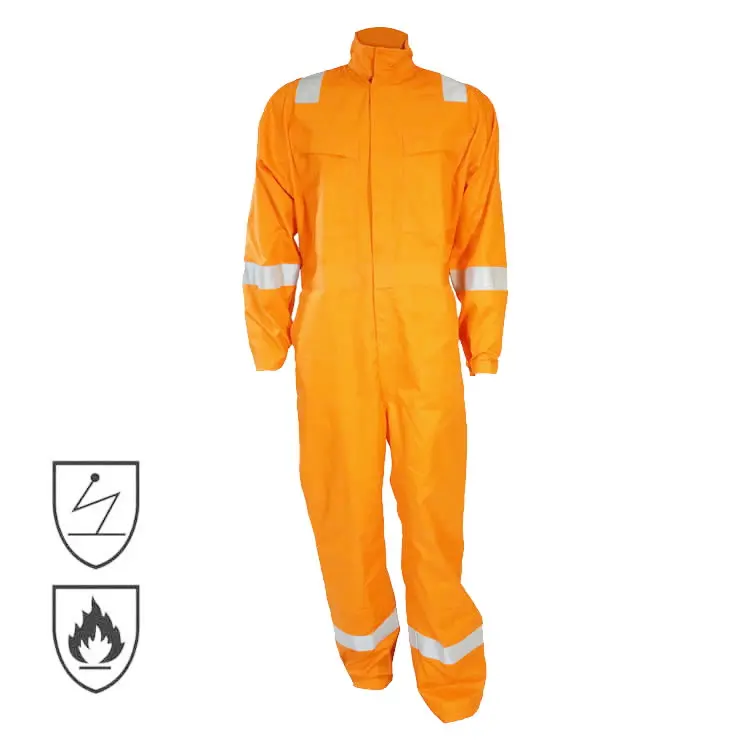 حار بيع NFPA 2112 EN 11612 البرتقال لهب مقاوم للحريق وزرة ل الميكانيكية
