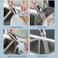 Robinet de cuisine moderne en acier inoxydable Mélangeur d'eau chaude et froide rotatif à 360 degrés