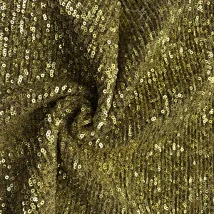 New Style Latest Lace Fabric 2023 100% Polyester Gold Sequin Fabric Wedding Dress