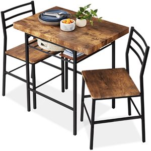 Ensemble de salle à manger moderne 3 pièces, <span class=keywords><strong>dinette</strong></span> peu encombrante pour la cuisine, la salle à manger, petit espace avec cadre en acier, support de rangement intégré - Product Image 1