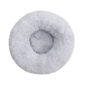 Vente en gros beignet rond animaux de compagnie mignon chat lit doux coussin en peluche pour animaux de compagnie sommeil amélioré pour animaux de compagnie personnaliser la couleur et la taille