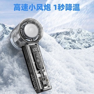 Ventilador Portátil de Mano Recargable, Mini Ventilador con Enfriamiento de Hielo, Ventilador Turbo de Alta Velocidad, Diseño Transparente Cyberpunk para Exteriores - Product Image 3