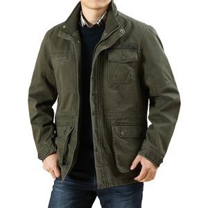 Parka Casual Invernale da Uomo in Tela di Cotone per Esterni con Trattamento Lavato Taglie Forti Chiusura a Cerniera - Product Image 1