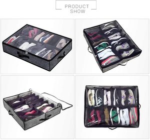 Foldable Under Bed <b>Shoe</b> Storage Organizer Fit 12 to 24 Pairs Underbed <b>Shoes</b> Storage <b>Box</b> With <b>Clear</b> Window - Product Image 5