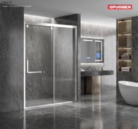 Kit complet de parois de douche rectangulaires modernes sans cadre en alliage d'aluminium avec base et panneaux muraux