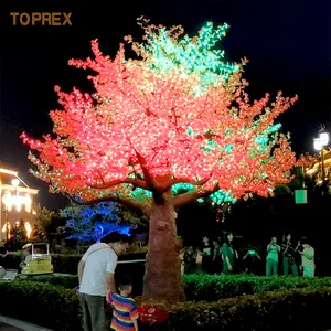 Lampu pohon Natal LED buatan, lampu dekorasi pohon Gingko buatan, dapat diprogram, pencahayaan dekorasi musik menari, liburan