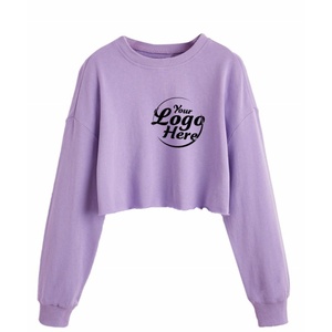 Women's Oversized Grey Terry Sweatshirts Casual Long Sleeve Raw Hem Pullover Crop <b>Tops</b> Printed for Winter Season M Size - Product Image 5