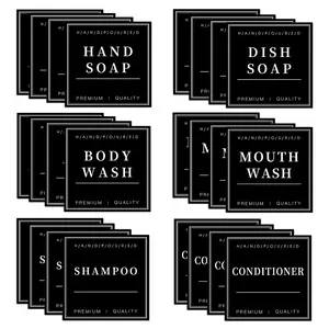 Pacote de venda imperdível etiquetas de garrafas impressas personalizadas à prova d'água adesivos para cosméticos para shampoo e sabonete de mão