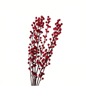 Artificial Red Berry Branches 6 Pcs Pack For Christmas Decorations - Product Image 1