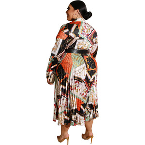 Sexy Plus Size 4xl 5xl 6xl abbigliamento donna <span class=keywords><strong>manica</strong></span> <span class=keywords><strong>lunga</strong></span> scollo a v abito Casual all'ingrosso Plus Size abbigliamento donna - Product Image 2