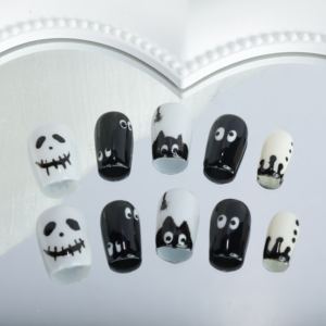 Faux ongles carrés courts en acrylique faits à la main, couvrance totale, forme cercueil, design rose, vente en gros, approvisionnement en vrac - Product Image 3