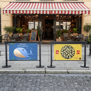 New Arrival Indoor Outdoor Aluminum Alloy &amp; PET Banner Post Barricade Sidewalk <strong>Windbreak</strong> Cafe Restaurant Barriers Engineer Grade - Product Image 1