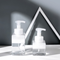 Distributeur de savon moussant carré transparent, flacon pompe à mousse rechargeable, flacon vide en verre pour savon moussant avec pompe à mousse