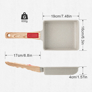 Poêle à omelette japonaise en aluminium moulé durable, antiadhésive, pour Tamagoyaki, avec poignée amovible, compatible fours, vente en gros - Product Image 3