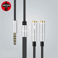 Cable auxiliar para auriculares, conector Jack de 3,5mm, 1 hembra a 2 macho, Cable divisor de Audio estéreo Y