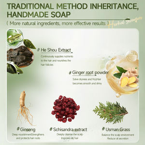 Barra de Champú Herbal de Platycladus Orientalis y <span class=keywords><strong>Henna</strong></span> - Fortalece el Cabello, Calma el Cuero Cabelludo y Cuidado Capilar Natural - Product Image 3