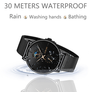 LIGE LG9955 Montre Quartz Hommes Casual <span class=keywords><strong>Noir</strong></span> Montres étanches <span class=keywords><strong>Acier</strong></span> inoxydable Ultra Thin Male Clock 24 Hour Wrist Watch - Product Image 6