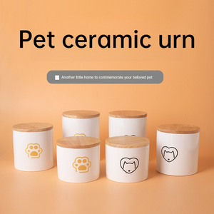 Urnes commémoratives pour animaux de compagnie en céramique de luxe faites à la main pour chats et chiens avec pot à cendres scellé, design décoratif écologique - Product Image 1