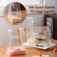 Sac de transport en plastique transparent avec soufflet latéral pour T-shirts, idéal pour la boulangerie, les gâteaux, les desserts et l'emballage à emporter