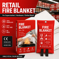 Couverture anti-feu en fibre de verre 1m x 1m, certifiée CE, emballage individuel en carton couleur, prête à l'exportation