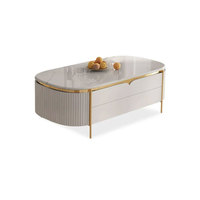 Meuble TV de luxe moderne nordique Combo marbre et bois massif Design simple pour la maison salon Table à thé avec lumière
