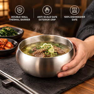 Cuenco Doble de Acero Inoxidable 304 con Acabado Satinado, Tipo Tambor Profundo, para Izakaya Japonés, Hot Pot, Vajilla para Hostelería, Venta al por Mayor - Product Image 4