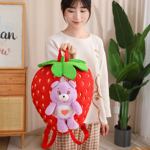 Sac à dos en peluche motif fraise de dessin animé, ours en peluche à câliner, sac à dos pour enfants - Product Image 4