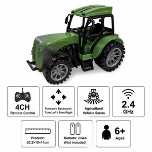 Tractor de juguete RC de 4 canales con faros, camión de granja a control <span class=keywords><strong>remoto</strong></span> para niños, regalo en caja con ventana - Product Image 6