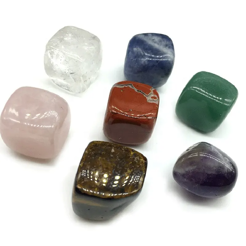 Высокое качество Натуральный Полудрагоценный камень 7 Чакр набор оптом квадратные кристаллы целебные камни