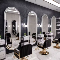 Miroir de Salon de Coiffure et de Maquillage LED Mural Doré Grand Format – Nouveauté Promotionnelle pour Salons de Beauté et Barbiers