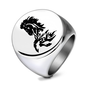 Anillo de Caballo Dorado para Hombre, 22MM, Anillo de Sello con Grabado Láser de Animal, Joyería de Regalo - Product Image 5