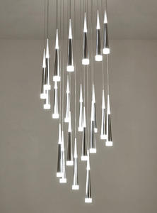 Acrílico ambos LED luz espiral <span class=keywords><strong>escalera</strong></span> Hotel personalizado pequeño oro moderno LED araña colgante Luz - Product Image 3