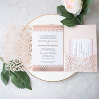 Dernier design, pochette d'invitation de mariage en or rose, découpée au laser, faite à la main, amour, carte de fête d'anniversaire de luxe