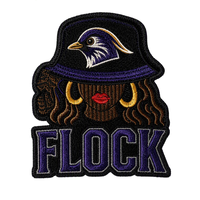 Patch brodé thermocollant personnalisé, motif tête d'oiseau noir, portrait de femme, design streetwear urbain, pour veste et sac