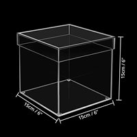 Cube en acrylique transparent 5 faces, boîtier de rangement en plastique, présentoir avec couvercle 15x15cm/6x6 pouces