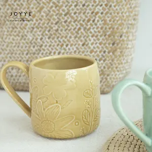 Joyye, новый дизайн, тисненый логотип, керамическая кружка для воды с цветным градиентом, 250 мл, керамические чашки для кофе и чая
